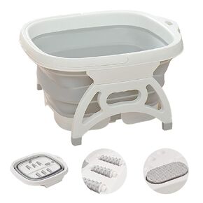 Large Collapsible Foot Soaking Bath Basin with Foot Callus Remover and Massage Rollers,Foldable Plastic/Rubber Foot Bath Bucket Tub,Pedicure Foot Soak Bath (Grey) in Kuwait