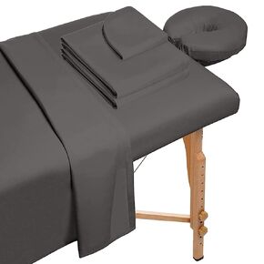 3-Piece Microfiber Massage Table Sheet Set includes Massage Face Rest Cover, Massage Table Cover and Massage Fitted Sheet (Black)