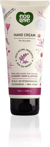 ecoLove - Natural and Organic Moisturizing Hand Cream- Organic Blueberry, Grape & Lavender - Non Greasy Fast Absorbing Vegan Hand Lotion for Dry Skin, 3.38 fl oz in Saudi Arabia