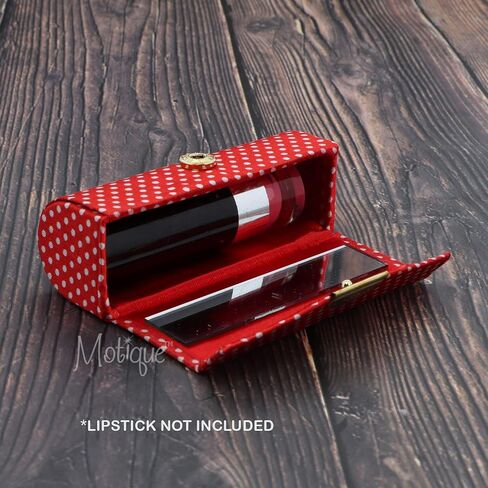 Motique Accessories Brown Polka Dot Lipstick Case With Mirror Purse Holder Set of 2 in Saudi Arabia