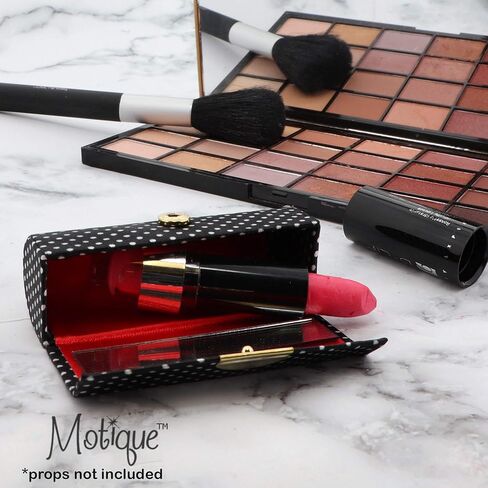 Motique Accessories Brown Polka Dot Lipstick Case With Mirror Purse Holder Set of 2 in Saudi Arabia