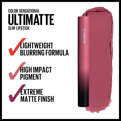 Maybelline Color Sensational Ultimatte Matte Lipstick, Non-Drying, Intense Color Pigment, More Coffee, Coffee Bean Brown, 1 Count in Saudi Arabia