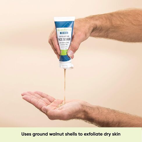 مقشر الوجه المقشر للرجال (118 مل) مقشر عضوي عضوي من وزارة الزراعة الأمريكية بعسل المانوكا وخلاصة الصبار لجميع أنواع البشرة الجافة ومعتمد من وزارة الزراعة الأمريكية، لم يتم اختباره على الحيوانات in Kuwait