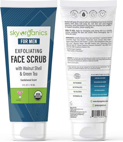 مقشر الوجه المقشر للرجال (118 مل) مقشر عضوي عضوي من وزارة الزراعة الأمريكية بعسل المانوكا وخلاصة الصبار لجميع أنواع البشرة الجافة ومعتمد من وزارة الزراعة الأمريكية، لم يتم اختباره على الحيوانات in Kuwait