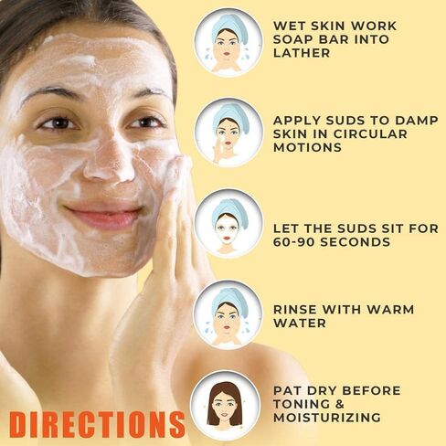 Herblov Cleansing 10% Sulfur Soap Bar for Face & Body – Natural Shine Control Facial Cleanser for Acne, Oily Skin – Made in USA Skincare Wash with Lemongrass, Tea Tree Oil, Vitamin E, Coconut Milk in Kuwait
