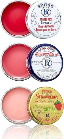 Smiths Rosebud Salve- Collectors Lavish Layers 0.8oz Set & 0.5oz Rosebud Trio Lip Balm- Original Rose Salve, Minted Rose, Strawberry Lip Balm Bulk & Trio Rosebud Lip Gloss Tubes Set- Self Care E-book in Saudi Arabia