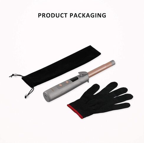 مكواة تجعيد الشعر اللاسلكية من Aokitec مقاس 3/4 بوصة مع بطارية 5200 مللي أمبير في الساعة، تسخين فوري يصل إلى 420 درجة فهرنهايت، عصا تجعيد لاسلكية بشحن USB، مكواة شعر محمولة للسفر (قفاز متضمن) in Kuwait