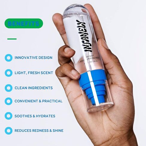 Insanely Clean Instant Moisturizing Mist for Men - Lightweight Spray Provides Deep Hydration | Leaves Skin Feeling Refreshed | Shine-Free | Formulated With Y-7 Vitamin Complex that Soothes & Hydrates | Natural, Vegan & Dermatologist Tested | 2.8 FL. OZ. in Saudi Arabia