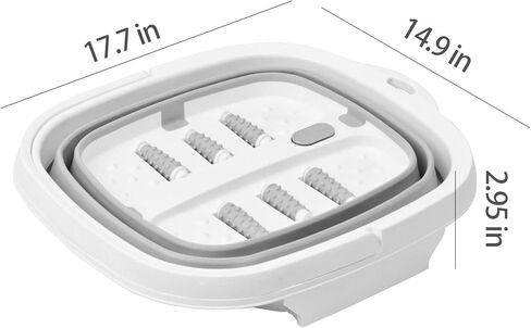 Large Collapsible Foot Soaking Bath Basin with Foot Callus Remover and Massage Rollers,Foldable Plastic/Rubber Foot Bath Bucket Tub,Pedicure Foot Soak Bath (Grey) in Kuwait