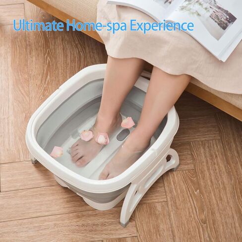 Large Collapsible Foot Soaking Bath Basin with Foot Callus Remover and Massage Rollers,Foldable Plastic/Rubber Foot Bath Bucket Tub,Pedicure Foot Soak Bath (Grey) in Kuwait
