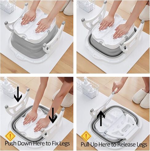 Large Collapsible Foot Soaking Bath Basin with Foot Callus Remover and Massage Rollers,Foldable Plastic/Rubber Foot Bath Bucket Tub,Pedicure Foot Soak Bath (Grey) in Kuwait