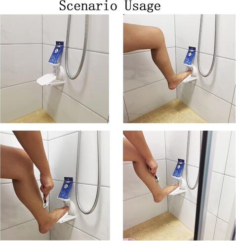 Shower Foot Rest,Shower Foot Rest for Shaving Legs Upgrade Attach Soap Dish Can Folding Portable Foot Rest Replace Shower Stools in Saudi Arabia