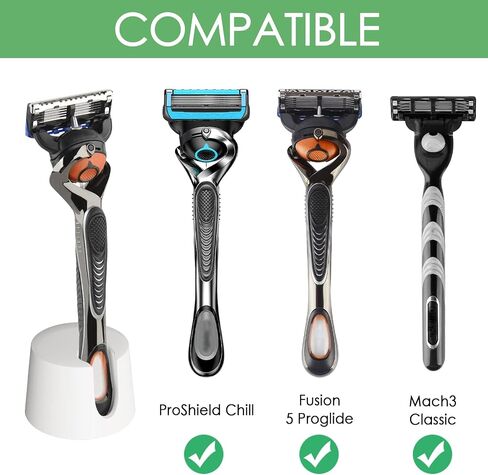 Linkidea Men's Shaving Razor Stand, Ceramic Shaver Holder for Bathroom Shower Countertops, Compatible with Fusion 5 Proshield Proglide, Mach 3 Classic (White) in Saudi Arabia
