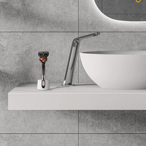 Linkidea Men's Shaving Razor Stand, Ceramic Shaver Holder for Bathroom Shower Countertops, Compatible with Fusion 5 Proshield Proglide, Mach 3 Classic (White) in Saudi Arabia
