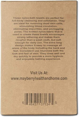 Mayberry Health and Home Extra Long (36 Inches) Exfoliating Bath Cloth (2 Pack) Gray Nylon Bath Towel, Stitching on All Sides for Added Durability in Saudi Arabia
