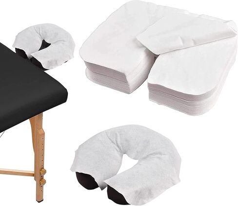 أغطية مسند الوجه للاستعمال مرة واحدة، 300 قطعة من كالولاري، غطاء مسند وجه مسطح فائق النعومة وغير لاصق، أغطية مسند رأس بيضاء لطاولات التدليك والكراسي وسرير السبا in Kuwait