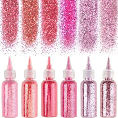 180 Grams Fine Glitter, 6 Colors Pink Extra Fine Glitter, Holographic Ultra Fine Glitter for Makeup Body Nail Face Hair Eyeshadow Lip Gloss, Arts Crafts Slime Resin Glitter Sequins Set in Saudi Arabia