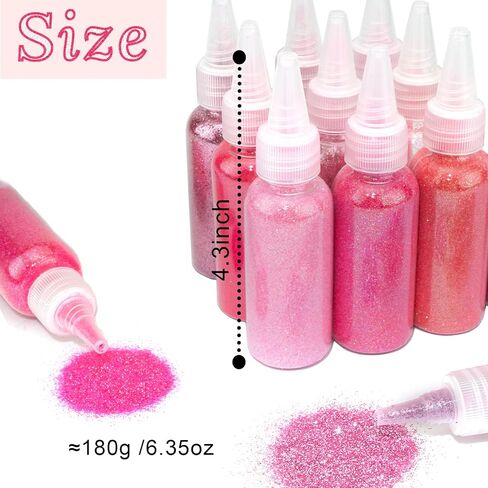 180 Grams Fine Glitter, 6 Colors Pink Extra Fine Glitter, Holographic Ultra Fine Glitter for Makeup Body Nail Face Hair Eyeshadow Lip Gloss, Arts Crafts Slime Resin Glitter Sequins Set in Saudi Arabia