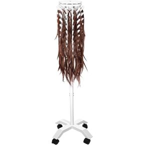 Yumkfoi Rotating Braiding Hair Rack 120 Pegs, Wooden Standing Hair Holder with Locking Caster Wheels, Hair Separator Stand Braider Rack Hair Extension Holder for Hair Stylists, Hair Salons, Home in Kuwait