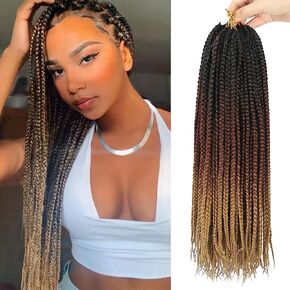 Crochet Box Braids Hair pre looped Goddess Box Braids Crochet Braiding Hair 7 Packs Crochet Box Braids 3x Box Braids Crochet Hair (14 inch, 1B)