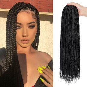Crochet Box Braids Hair pre looped Goddess Box Braids Crochet Braiding Hair 7 Packs Crochet Box Braids 3x Box Braids Crochet Hair (14 inch, 1B)
