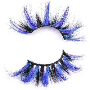 25mm Colored Eyelashes,Halloween 3D Mink Lashes with Color,Beautiful Natural Wispy Colorful False Eyelashes 1 Pair for Christmas New Year Party Ball（Blue purple black 3 colors） in Saudi Arabia