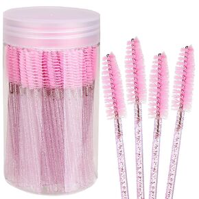 100pcs Disposable Mascara Brushes with Container, Mascara Wands Makeup Brushes Applicators Kits for Eyelash Extensions and Eyebrow Brush (Crystal Black)