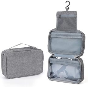 Travel Toiletry Bag, Small Portable Makeup Storage Bag, Men and Women Handheld Folding Toiletry Bag Hanging Waterproof Lightweight(Black)