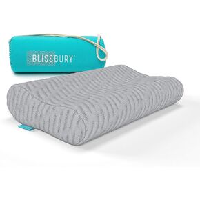 BLISSBURY Contour Pillow, Sandwich Memory Foam Contour Pillow | Curved Pillow for Neck Pain, Neck Support for Back, Stomach, Side Sleepers - Includes a Bamboo Case & Hypoallergenic Charcoal Foam in Saudi Arabia
