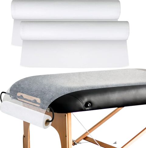 JJ CARE Disposable Massage Table Sheets - 120 Sheets [24" x 390 feet, 2 Roll] - 50% Thicker Perforated Massage Bed Cover, Non-Woven Disposable Roll for Massage Table for Waxing, Facial, Tattoo, & Spa in Saudi Arabia