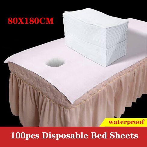 100pcs 31 x 70 Inches Disposable Bed Sheets Massage Bed Cover Non Woven Spa Sheets Waterproof Fabric for Hotel Spa Wax Tattoo Salon in Saudi Arabia