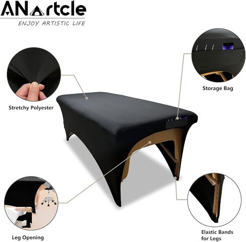 غطاء سرير رموش من ANartcle، غطاء حماية ممتاز لطاولة رموش أو سرير تدليك بطول 6 أقدام، ملاءات سرير رموش، غطاء سرير سبا (72 بوصة × 30 بوصة × 30 بوصة، أسود) in Kuwait