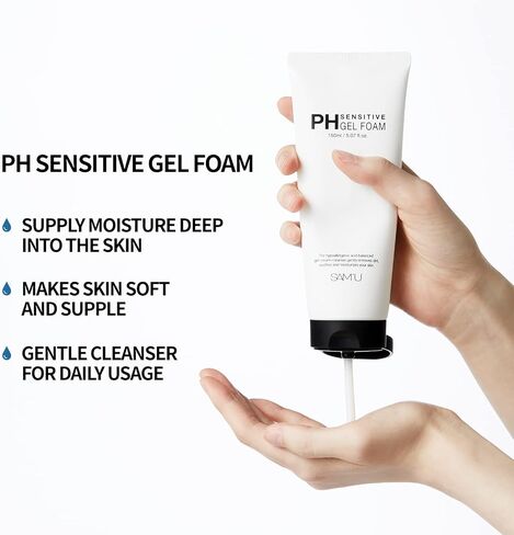 SAM’U PH Sensitive Gel Foam | Daily Face Wash for Sensitive Skin | Hydrating Facial Cleanser w/Hyaluronic Acid & Centella Asiatica | Korean Face Wash Foaming Cleanser (Pack of 1, 5.07 Fl oz.) in Saudi Arabia