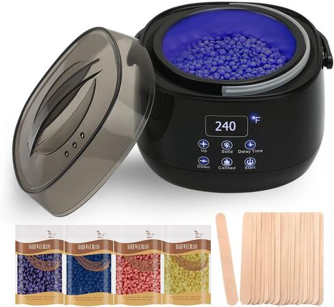 Waxing Kit, Digital Wax Warmer Kit for Hair Removal, At Home Waxing Kit for Women Sensitive Skin Facial Hair Body Brazilian Wax, Waxing Sticks, Wax Machine wax pot for hair Removal in Saudi Arabia