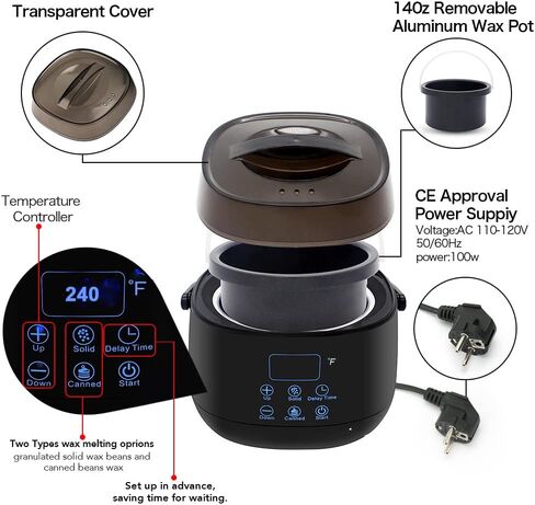 Waxing Kit, Digital Wax Warmer Kit for Hair Removal, At Home Waxing Kit for Women Sensitive Skin Facial Hair Body Brazilian Wax, Waxing Sticks, Wax Machine wax pot for hair Removal in Saudi Arabia
