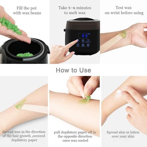 Waxing Kit, Digital Wax Warmer Kit for Hair Removal, At Home Waxing Kit for Women Sensitive Skin Facial Hair Body Brazilian Wax, Waxing Sticks, Wax Machine wax pot for hair Removal in Saudi Arabia