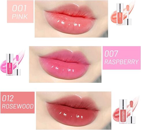 Arindar 3 PCS Plumping Lip Oil, Hydrating Lip Glow Oil Cherry, Plumper Lip Gloss Oil Set Clear, Transparent Lip Oil Tinted for Lip Care and Dry Lips, Long Lasting Nourishing Lip Glow Oil in Saudi Arabia