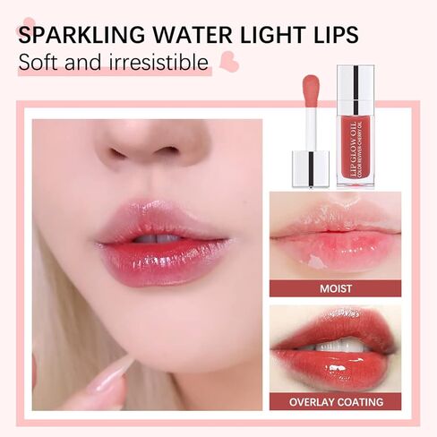 Arindar 3 PCS Plumping Lip Oil, Hydrating Lip Glow Oil Cherry, Plumper Lip Gloss Oil Set Clear, Transparent Lip Oil Tinted for Lip Care and Dry Lips, Long Lasting Nourishing Lip Glow Oil in Saudi Arabia