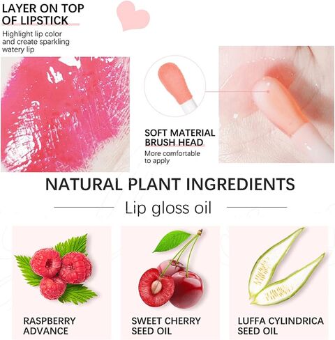 Arindar 3 PCS Plumping Lip Oil, Hydrating Lip Glow Oil Cherry, Plumper Lip Gloss Oil Set Clear, Transparent Lip Oil Tinted for Lip Care and Dry Lips, Long Lasting Nourishing Lip Glow Oil in Saudi Arabia
