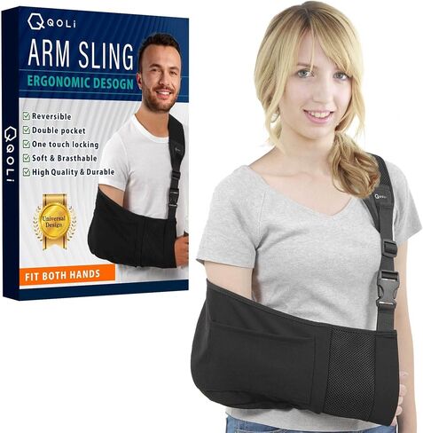 QQOLi Arm Sling for Broken Fractured Bones Elbow Shoulder Injury, Rotator cuff Adjustable Medical Brace Surgery Left and Right Arm, Men and Women in Saudi Arabia