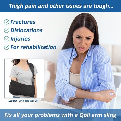 QQOLi Arm Sling for Broken Fractured Bones Elbow Shoulder Injury, Rotator cuff Adjustable Medical Brace Surgery Left and Right Arm, Men and Women in Saudi Arabia