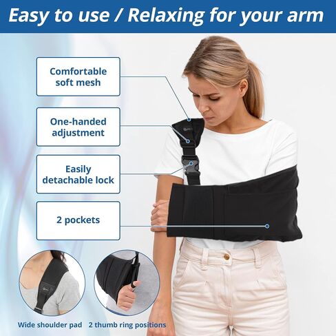 QQOLi Arm Sling for Broken Fractured Bones Elbow Shoulder Injury, Rotator cuff Adjustable Medical Brace Surgery Left and Right Arm, Men and Women in Saudi Arabia