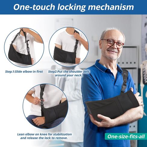 QQOLi Arm Sling for Broken Fractured Bones Elbow Shoulder Injury, Rotator cuff Adjustable Medical Brace Surgery Left and Right Arm, Men and Women in Saudi Arabia
