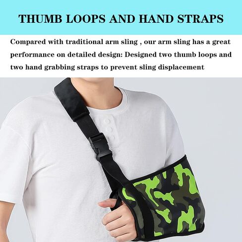 Ledhlth Camo Arm كتف حبال للرجال والنساء المراهقين والشباب البالغين حبال دعامة منع الحركة دعم لإصابة الكتف والكوع والمعصم (أخضر مموه، البالغون L) in Kuwait