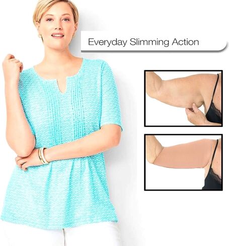 2 Pairs Arm Slimming Shapers For Women - Upper Arm Compression Sleeve To Tone Arms - Arm Wraps For Flabby Arms - Helps Shape Upper Arms Ideal For Plus Size Women (Black + Beige) in Saudi Arabia