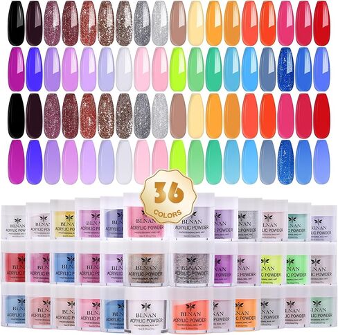 Professional Glitter Acrylic Powder Bulk Bare Nail Acrylic Powder (10g/0.35oz Jar) Easy to Apply Color for Womens Nail Sets in Saudi Arabia