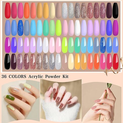 Professional Glitter Acrylic Powder Bulk Bare Nail Acrylic Powder (10g/0.35oz Jar) Easy to Apply Color for Womens Nail Sets in Saudi Arabia