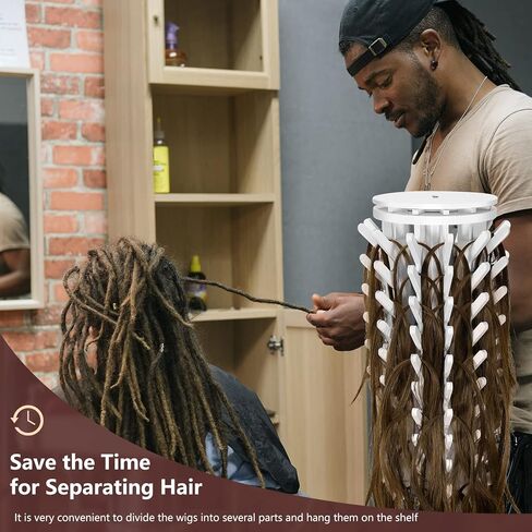 Yumkfoi Rotating Braiding Hair Rack 120 Pegs, Wooden Standing Hair Holder with Locking Caster Wheels, Hair Separator Stand Braider Rack Hair Extension Holder for Hair Stylists, Hair Salons, Home in Kuwait