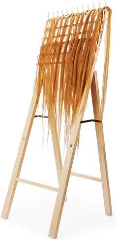 Aoibrloy Braiding Hair Rack, Wooden Standing Hair Holder with 72 Pegs Collapsible Hair Separator Rack for Hair Braid in Kuwait