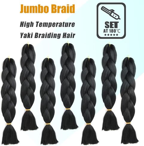 Cerisun Braiding Hair Extensions 24 Inch, Kanekalon Jumbo Braid, 3Pcs/Lot High Temperature Synthetic Fiber Hair Extensions for Box Braids Braiding Hair （1B） in Saudi Arabia